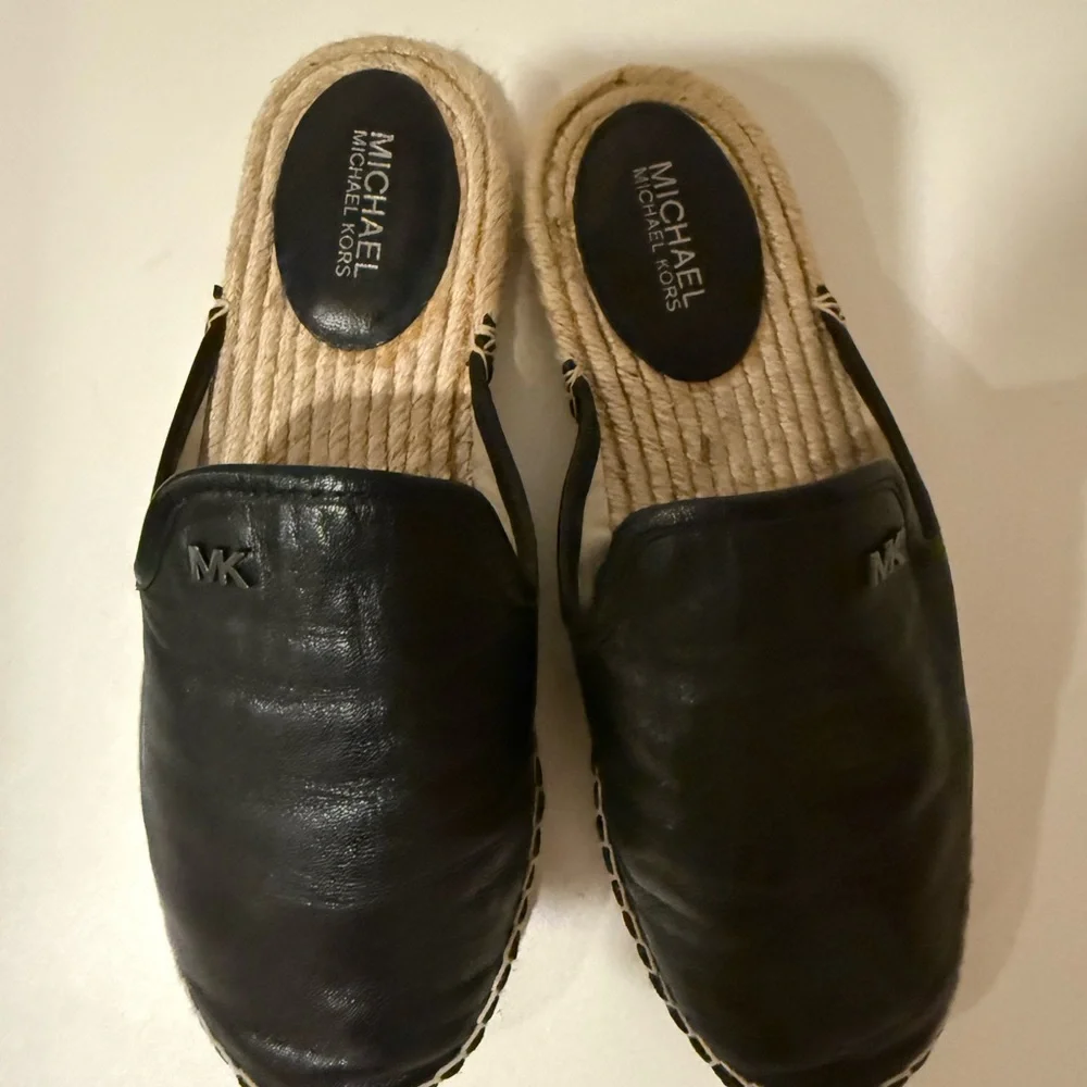 Michael Kors Black Leather Espadrilles